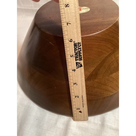 Bowl Vermillion Real Walnut Made USA Handmade Vintage Fruit Dish 14" Diameter - Picture 8 of 9